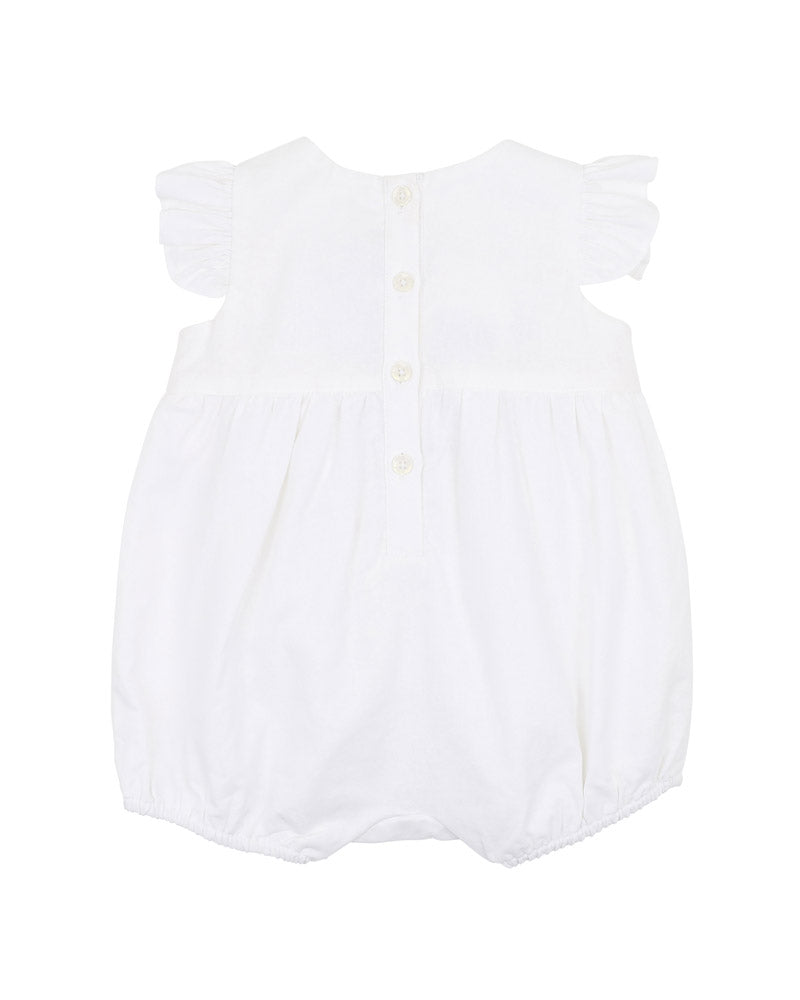 Minihaha Florence Hand Embroidered Romper White