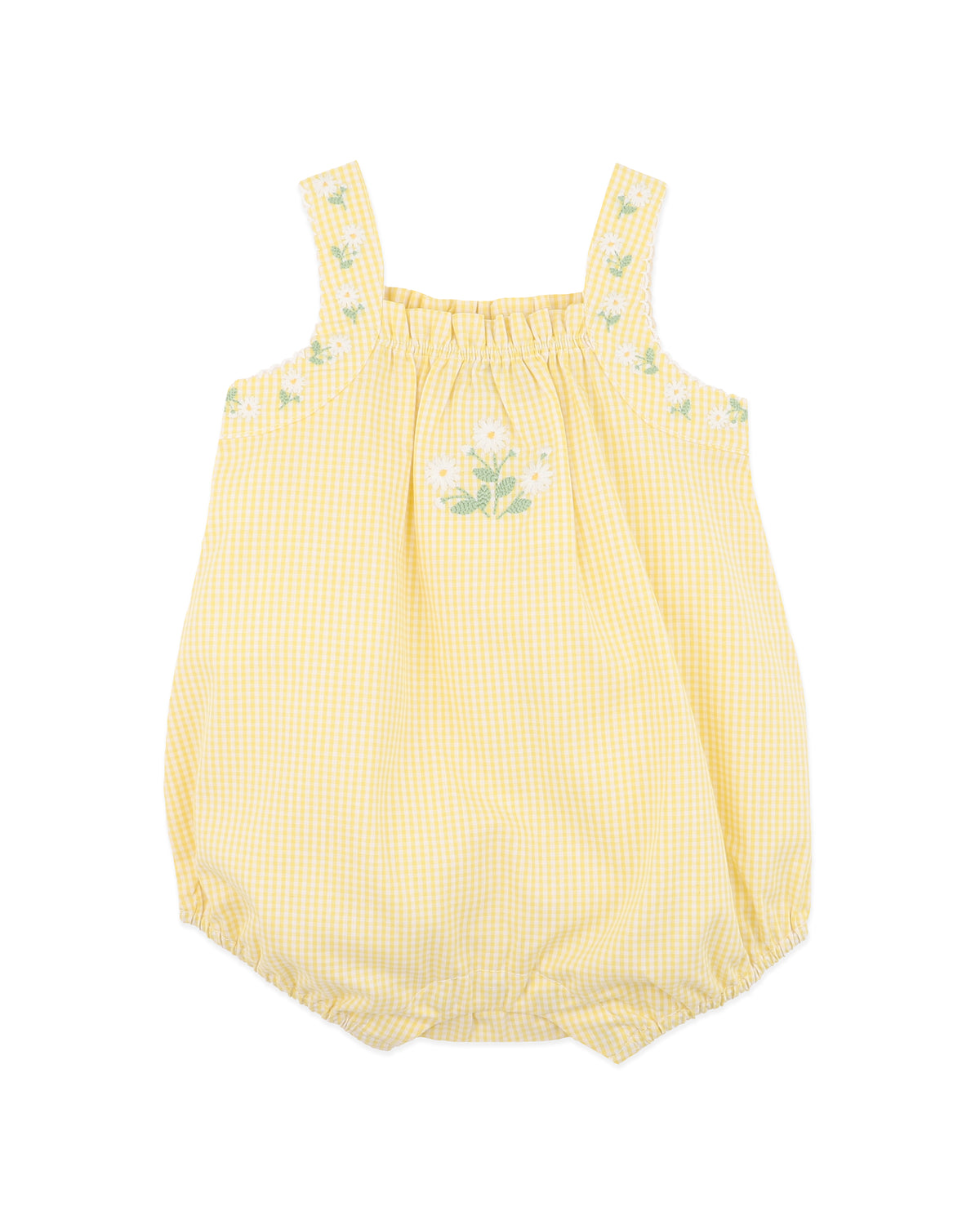 Minihaha Libby Check Romper with Embroidery Straps