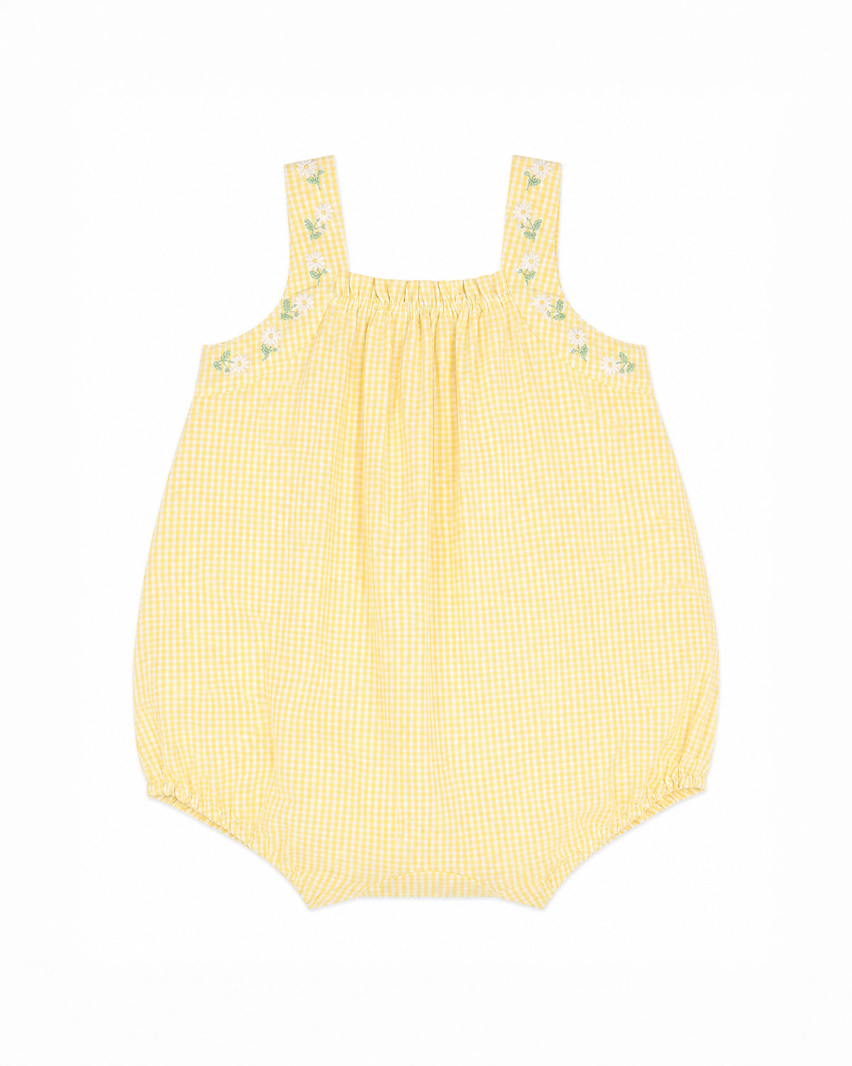 Minihaha Libby Check Romper with Embroidery Straps