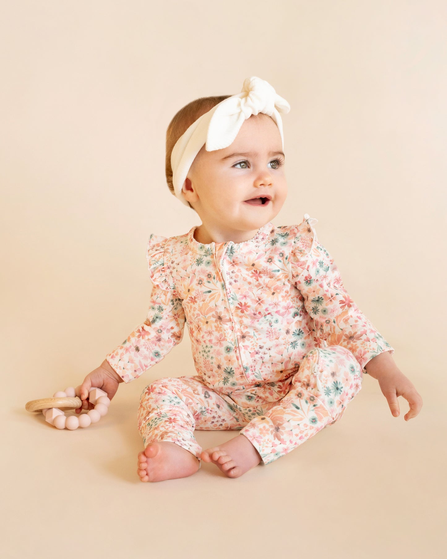 Minihaha Baby Fern Floral Organic Long Sleeve Zipsuit
