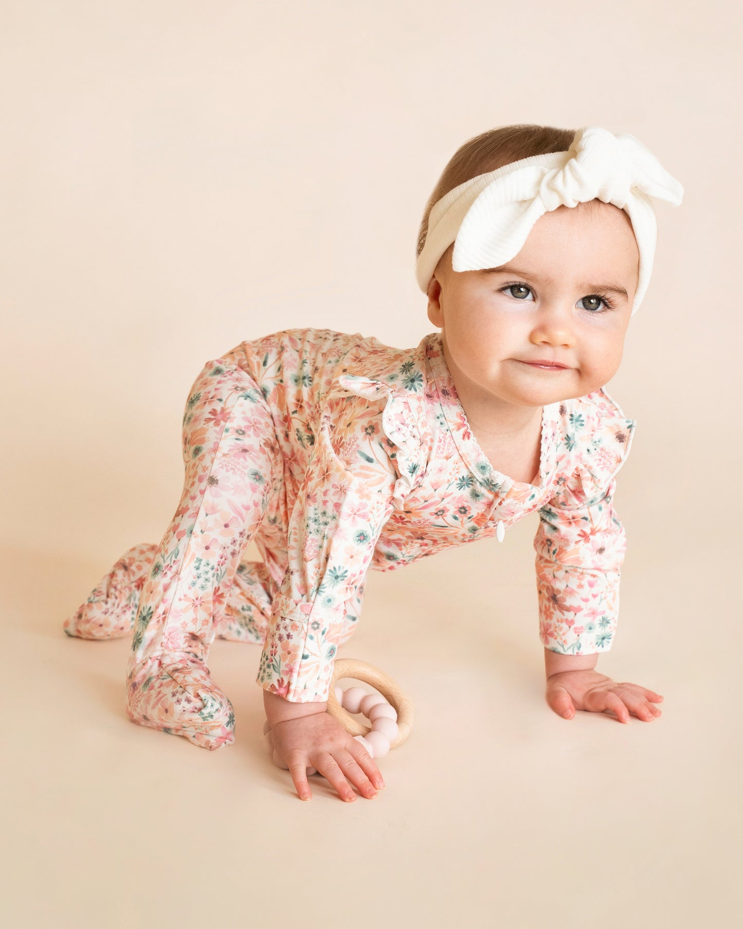 Minihaha Baby Fern Floral Organic Long Sleeve Zipsuit