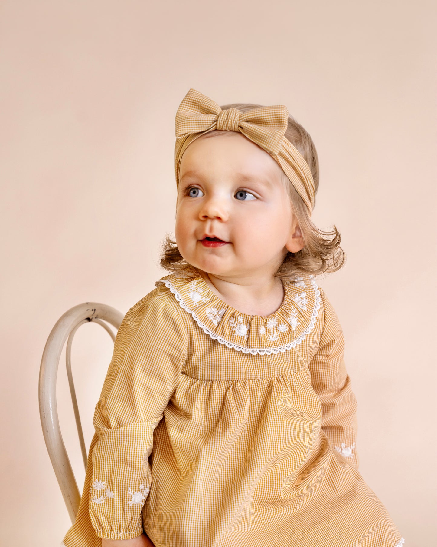 Minihaha Winnie Gingham Headband Mustard Check