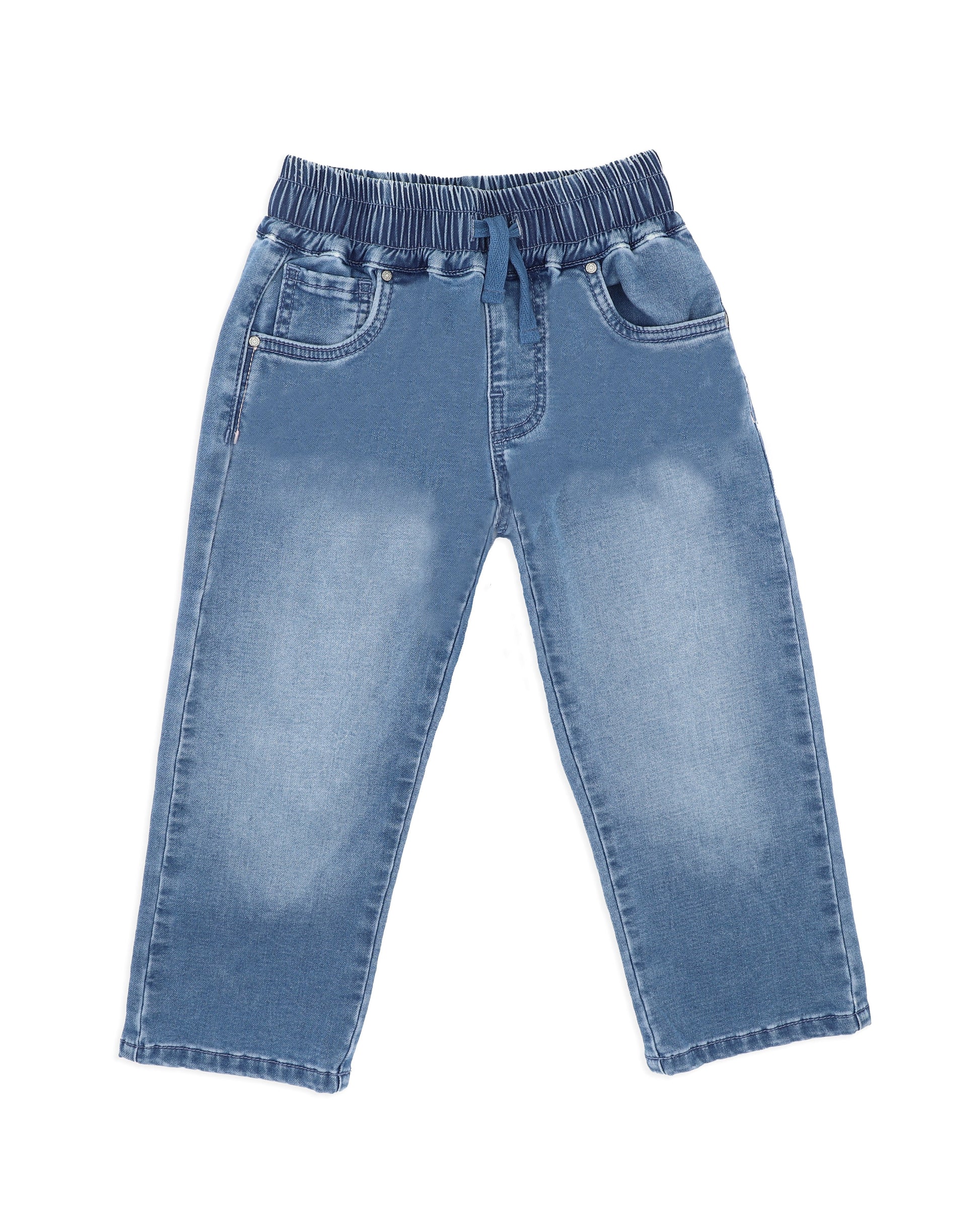 Pair of blue jeans on a white background