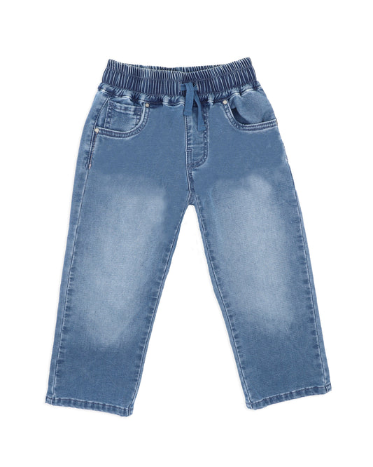 Pair of blue jeans on a white background