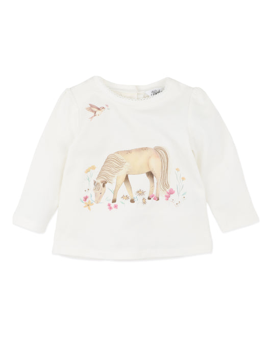 Minihaha Baby Winnie Pony Organic Long Sleeve Tee Cream
