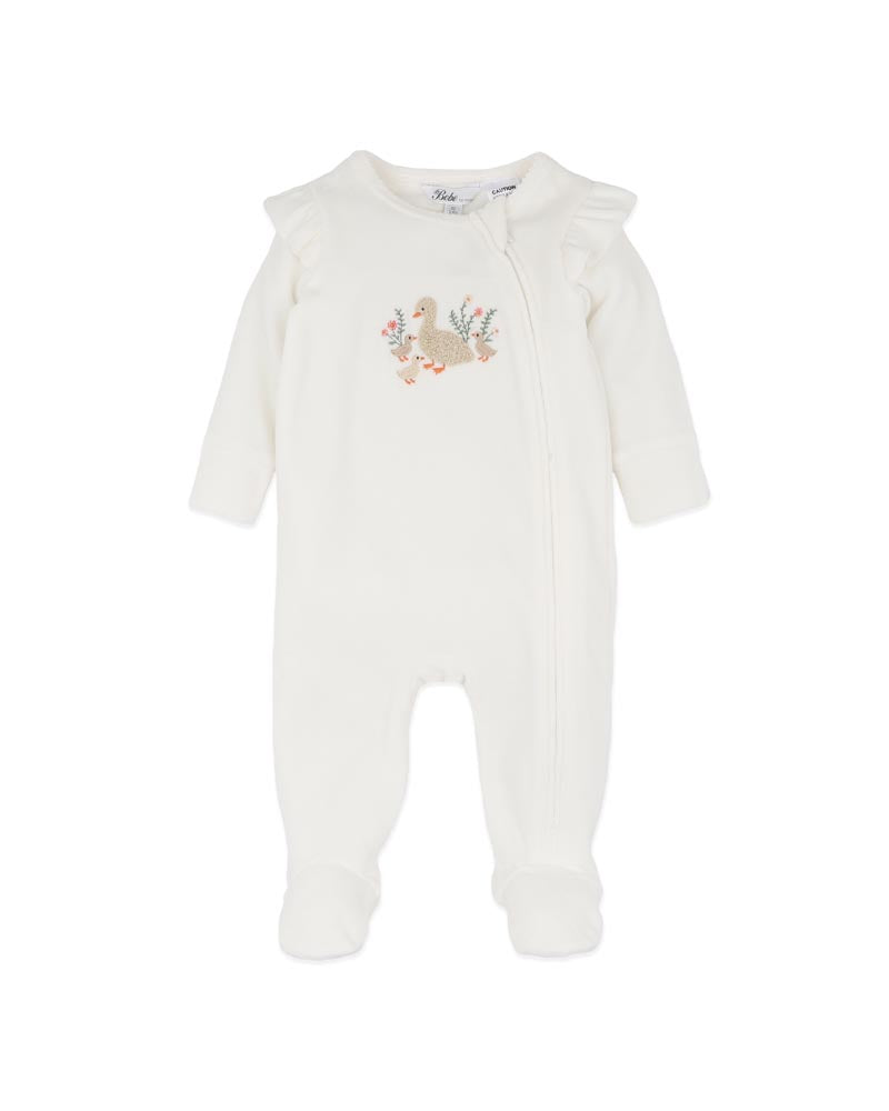 Minihaha Baby Emmy Velour Zip Onesie Snow