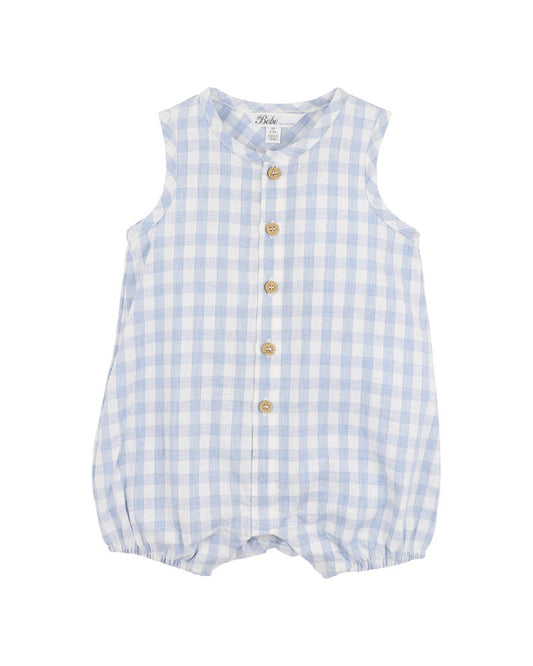 Minihaha Axel Check Romper Sky