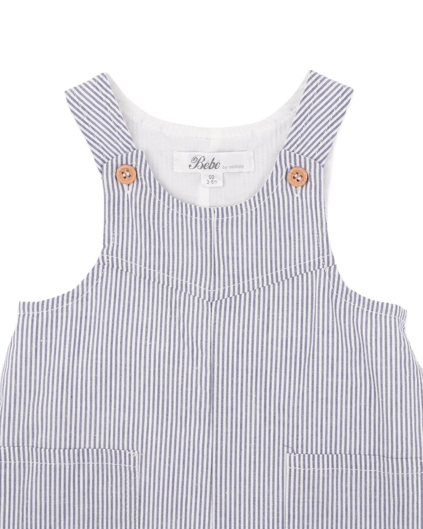 Minihaha Brady Stripe Woven Overalls Indigo Stripe