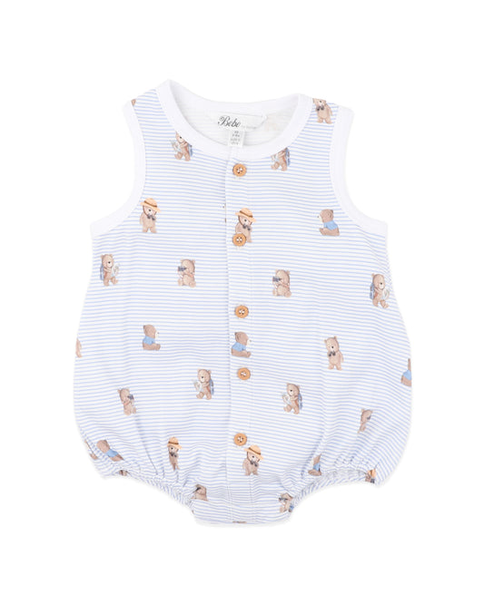 Minihaha Brady Stripe Organic Button Up Bodysuit