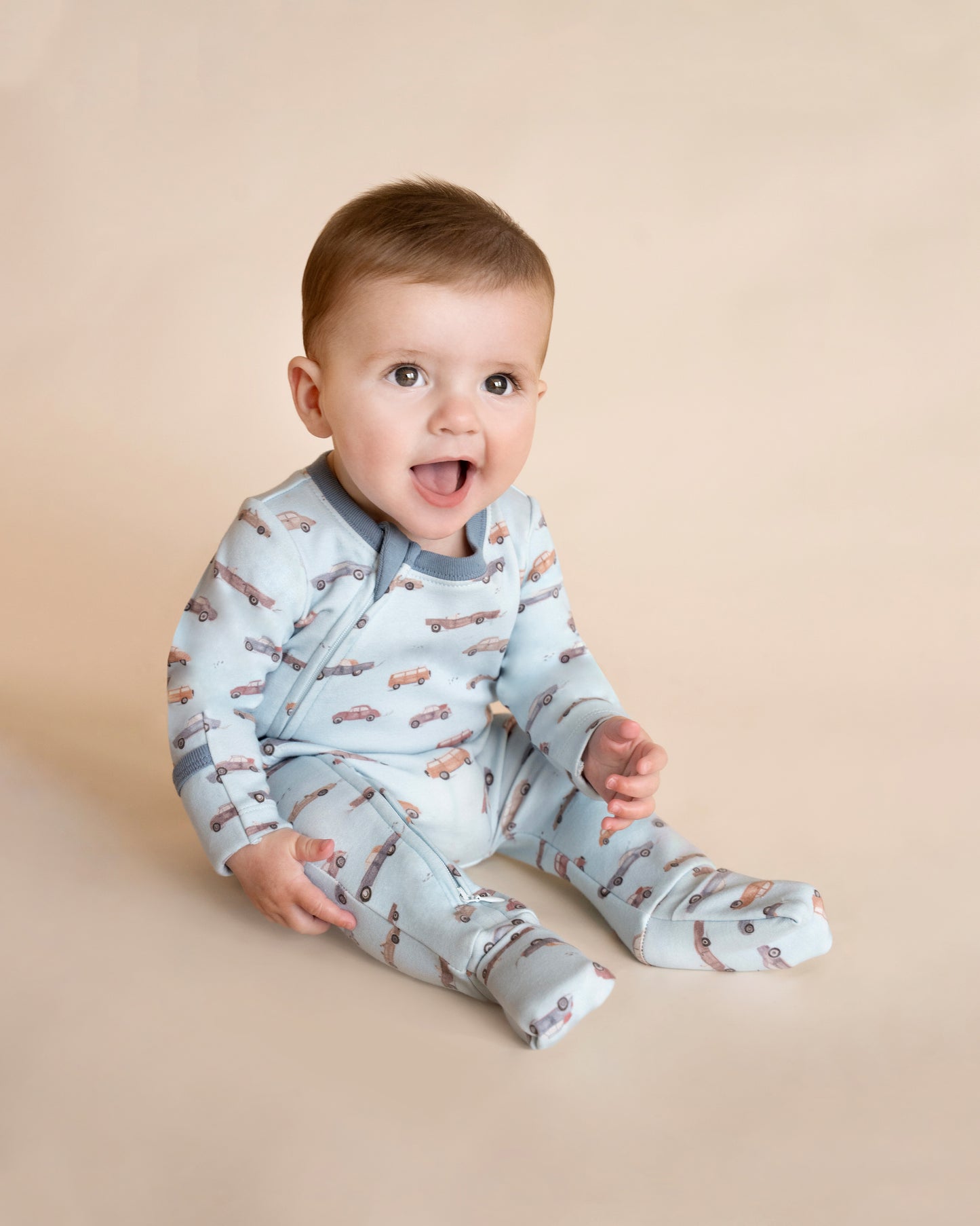Minihaha Baby Alvin Car Organic Long Sleeve Zipsuit