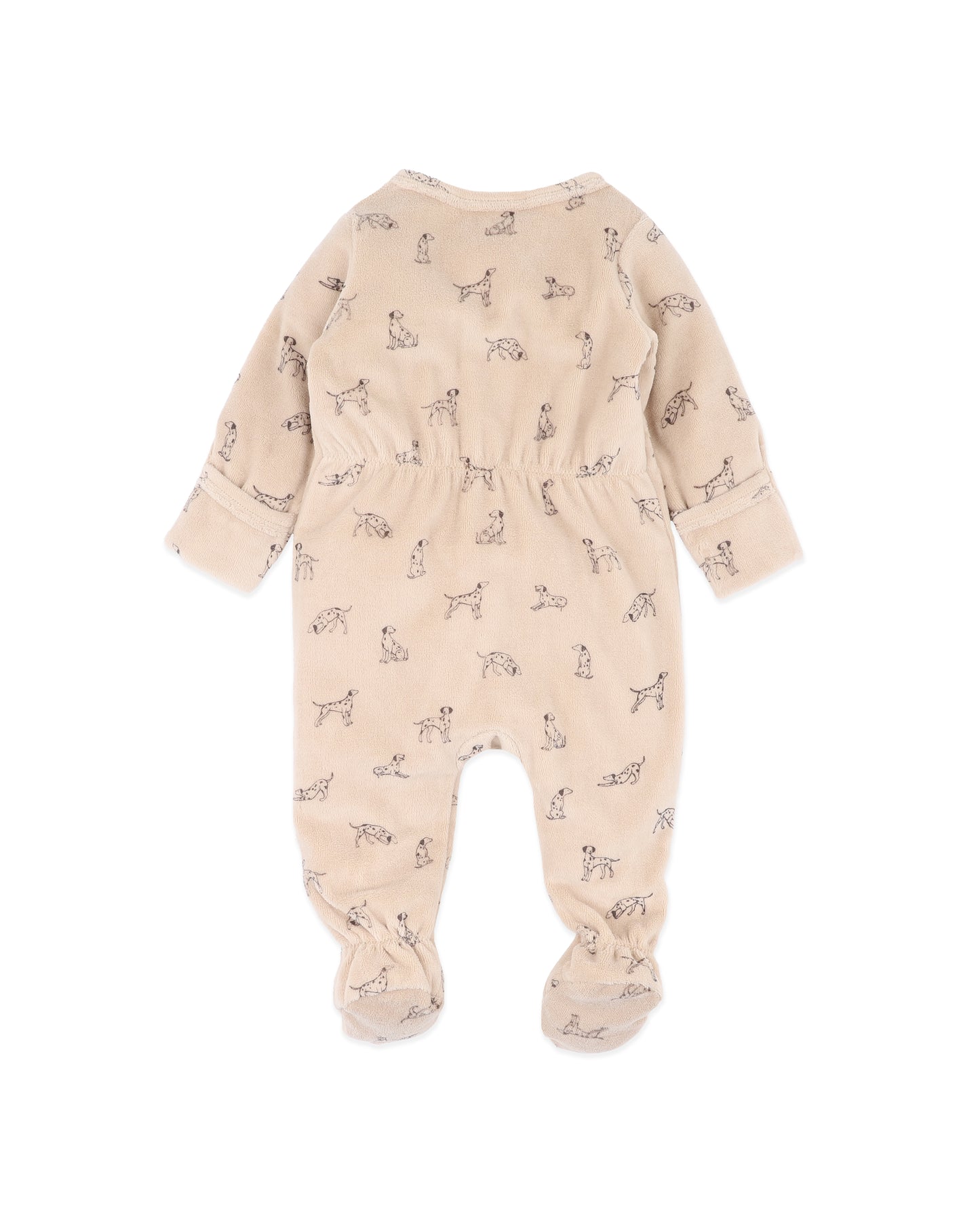 Minihaha Baby Otto Velour Zip Onesie Biscuit