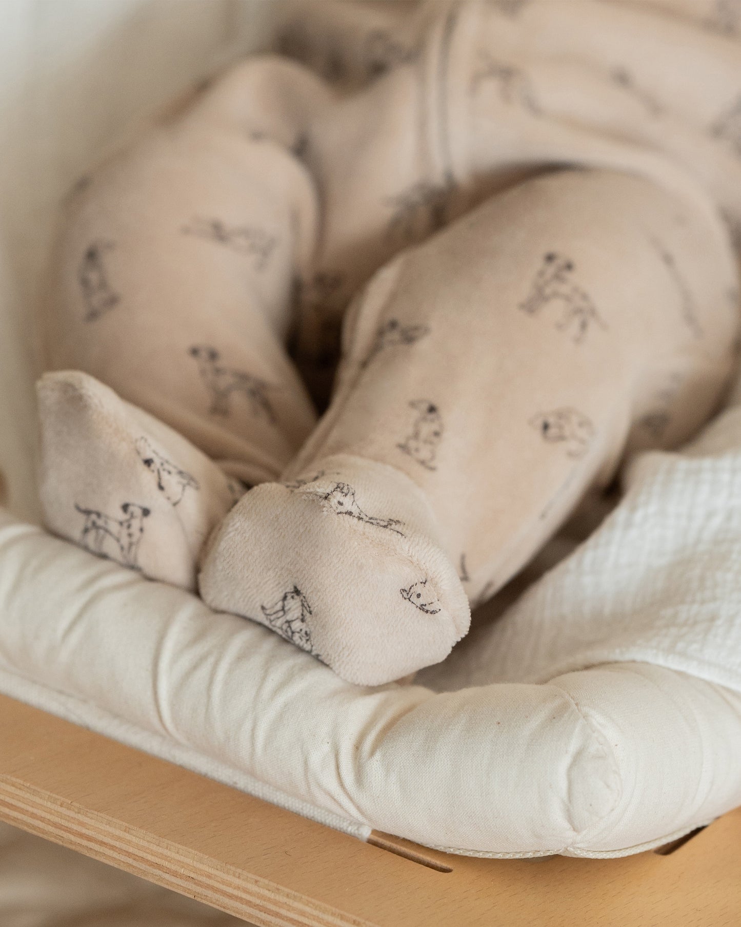 Minihaha Baby Otto Velour Zip Onesie Biscuit