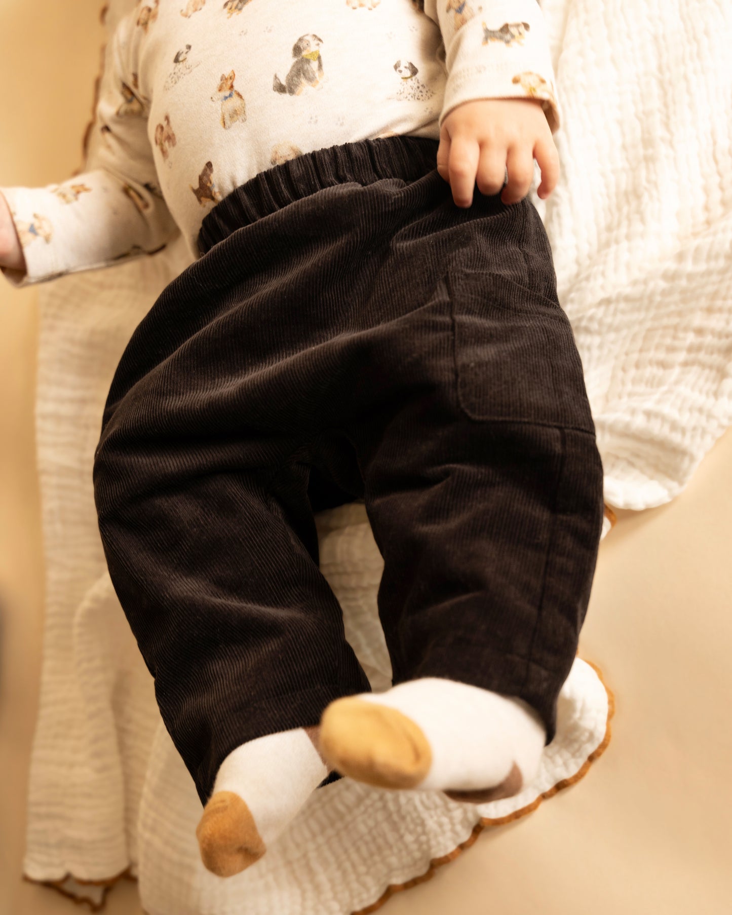 Minihaha Baby Otto Cord Pull On Pants Charcoal