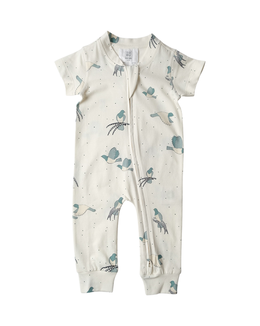 Babu Organic Cotton Short Sleeve Onesie Kererū