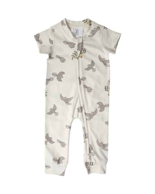 Babu Organic Cotton Short Sleeve Onesie Fantail