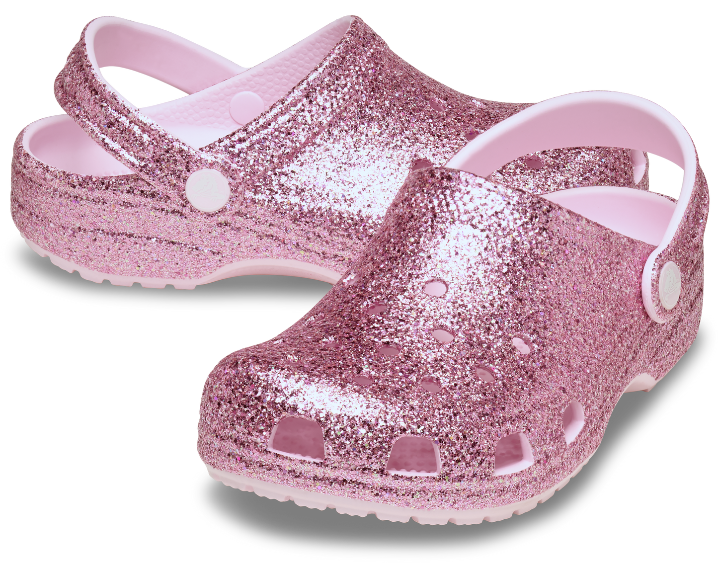 Crocs Classic Chunky Glitter Clog Toddlers Pink Milk