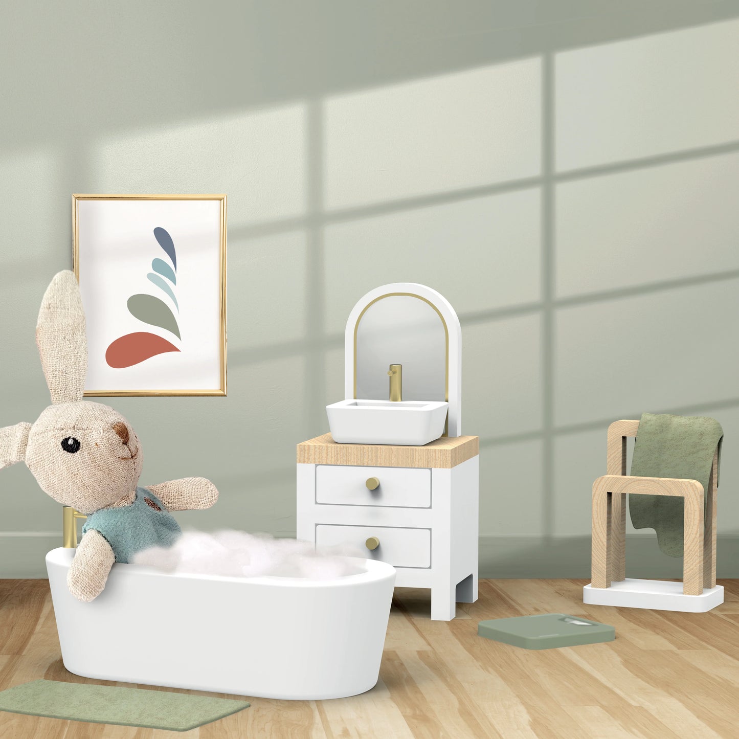 Speedy Monkey Doll House Bathroom + 1 Character