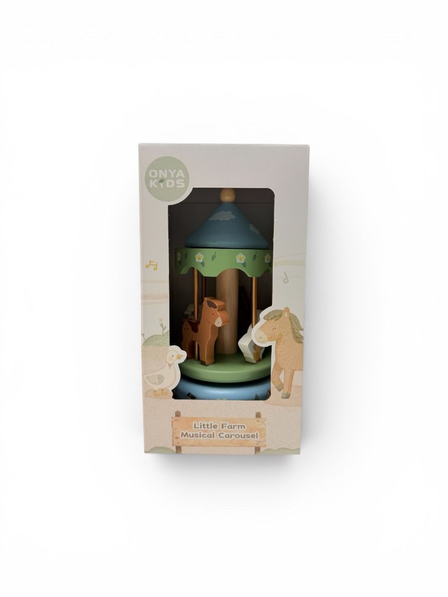 Wooden Farm Carousel Music Box