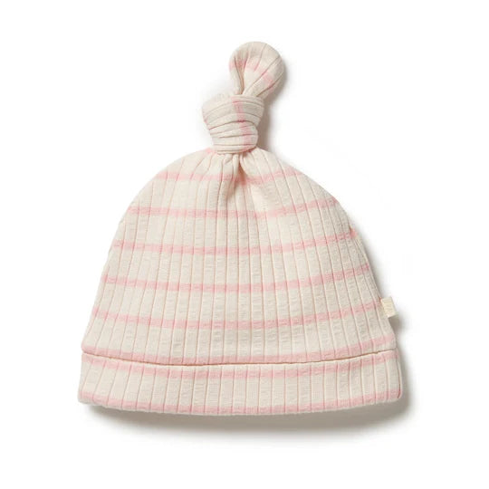 Wilson & Frenchy Organic Stripe Rib Knot Hat Pink Lemonade
