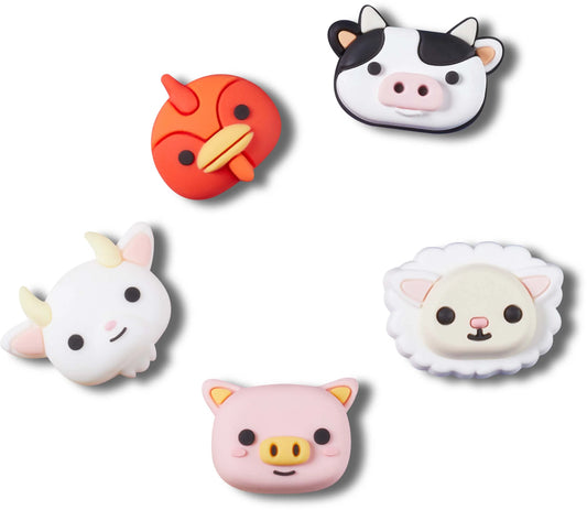 Jibbitz 3D Farm Animal Faces 5 pack