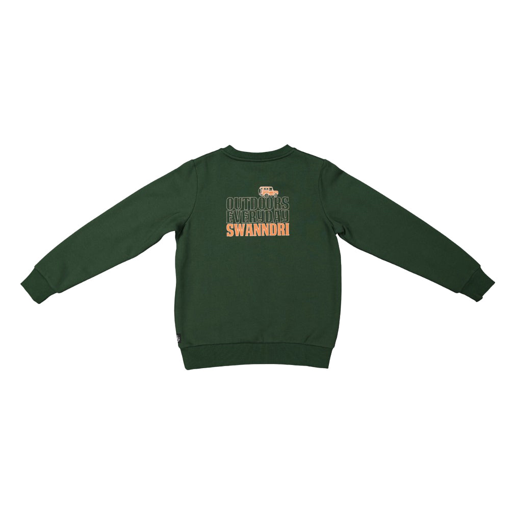 Swanndri Bankside Printed Crew Hunter Green/Burnt Orange