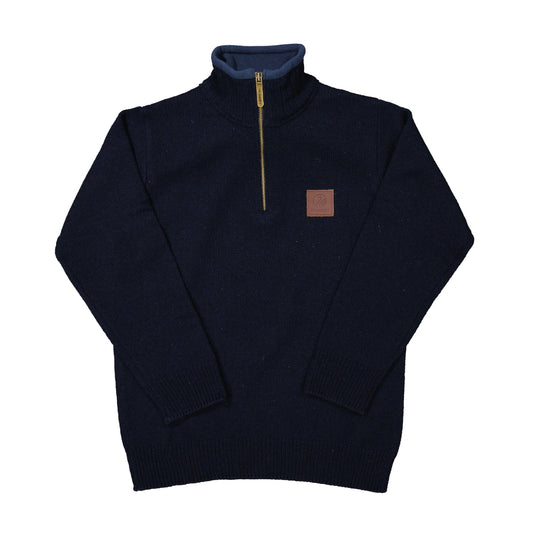 Swanndri Kid's Mariner Zip Neck Sweater Navy