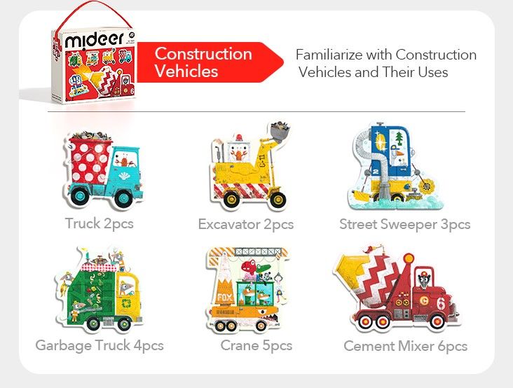 Mideer My First Puzzle Construction Vehicles