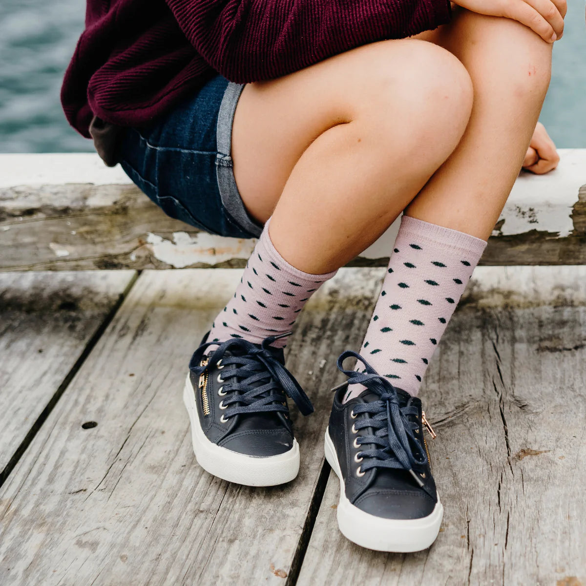 Lamington Child Merino Crew Socks Thistle
