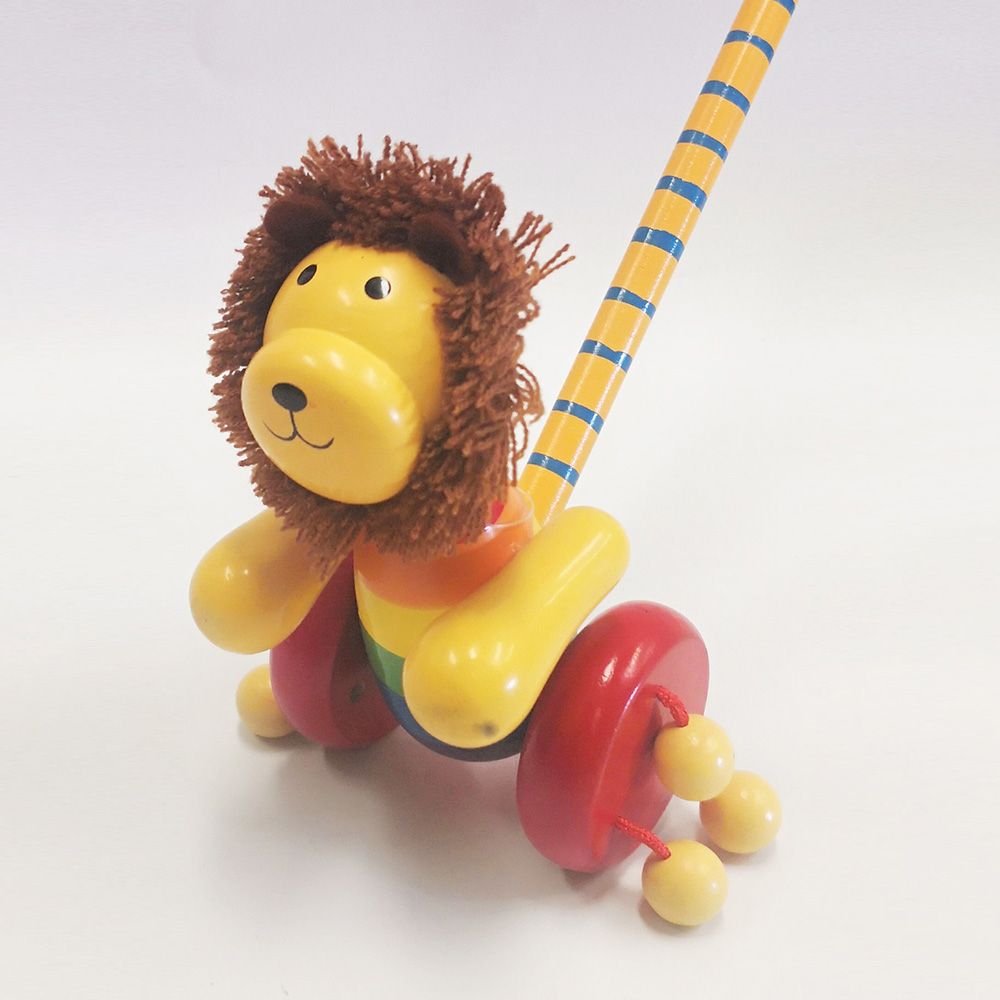 Wooden Push Along Toy Lion