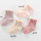 maMer Frilly Crew Socks 2 packs  - White & Pink