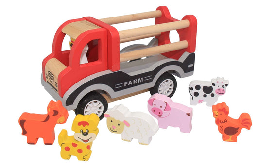 Wooden Pullback Farm Truck