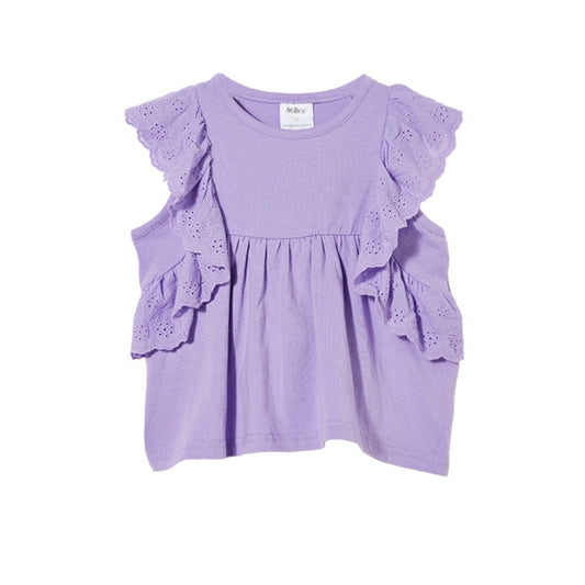 Milky Lilac Broderie Frill Baby Tee