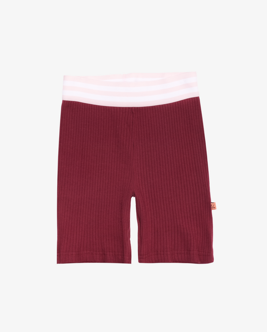 The Girl Club Dark Plum Rib Stretch Shorts