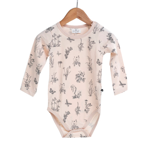 Burrow & Be Long Sleeve Onesie Meadow  Blush