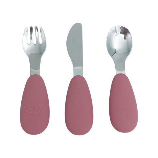 Petite Eats Full Metal Cutlery Set Dusky Rose