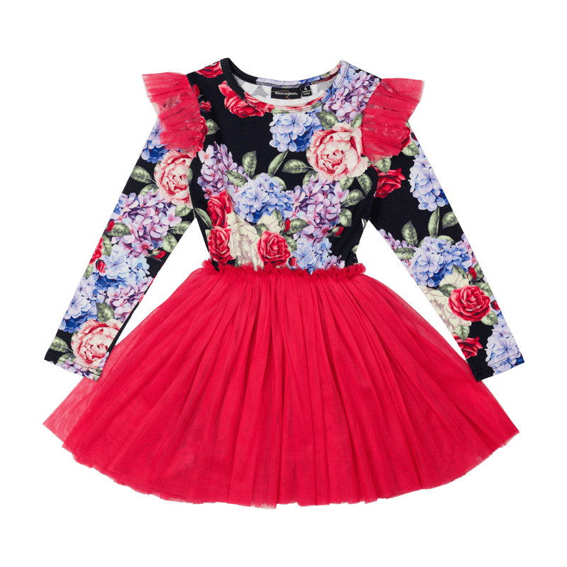 Rock Your Kid Midnight Florals Long Sleeve Circus Dress