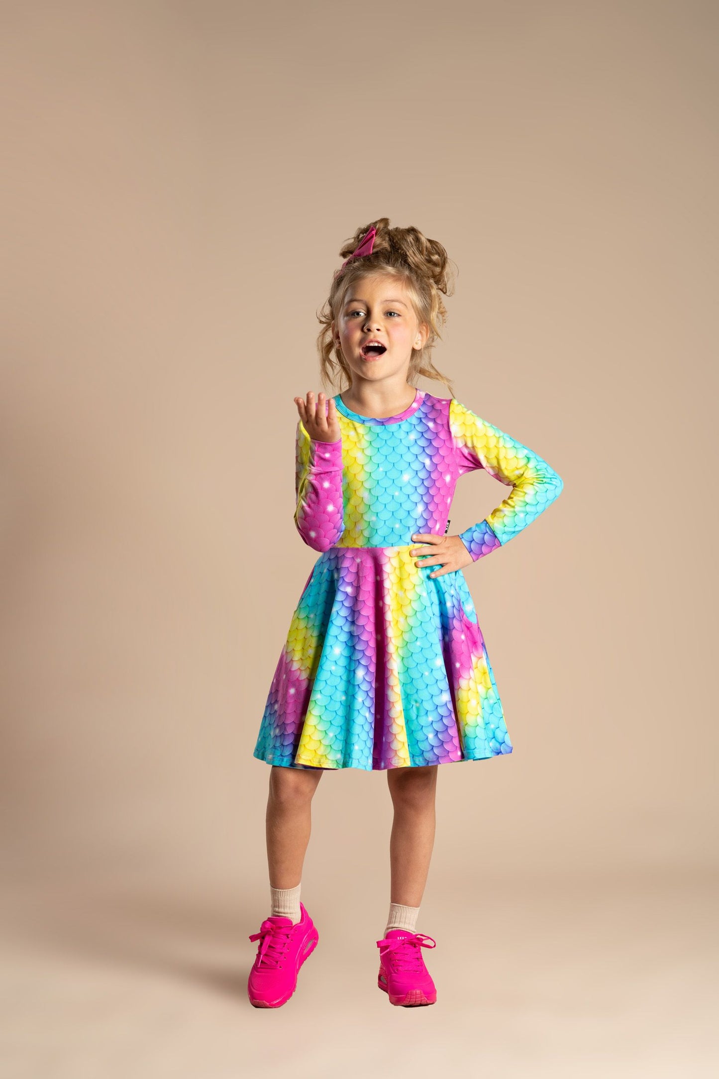 Rock Your Kid Splash Long Sleeve Waisted Dress