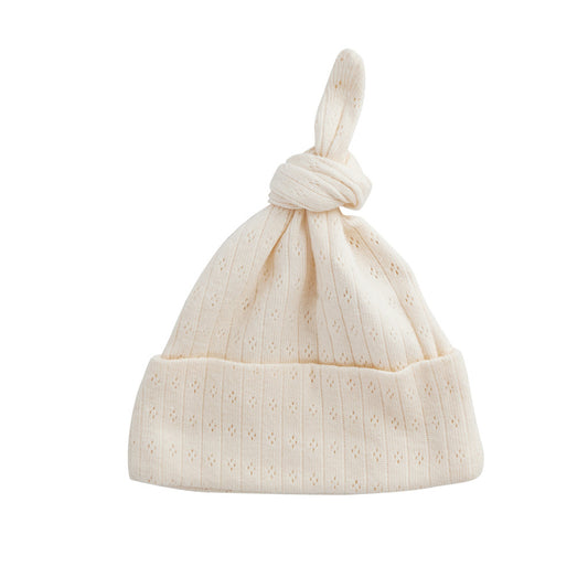 Nature Baby Knotted Beanie Pointelle Natural