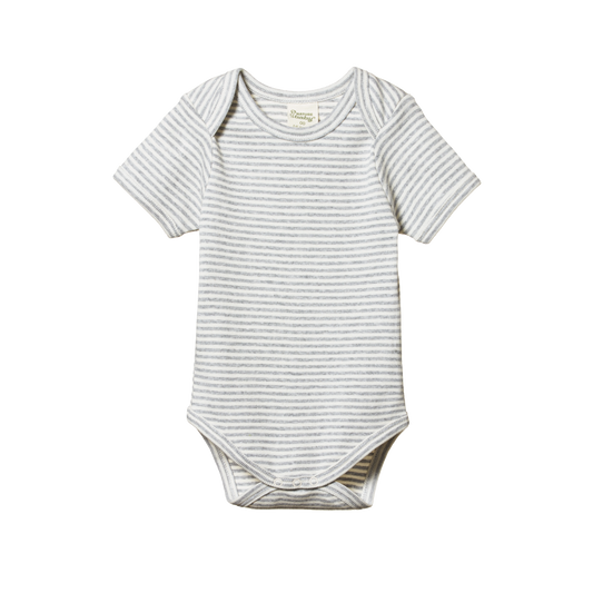 Nature Baby Short Sleeve Bodysuit Grey Marl Stripe