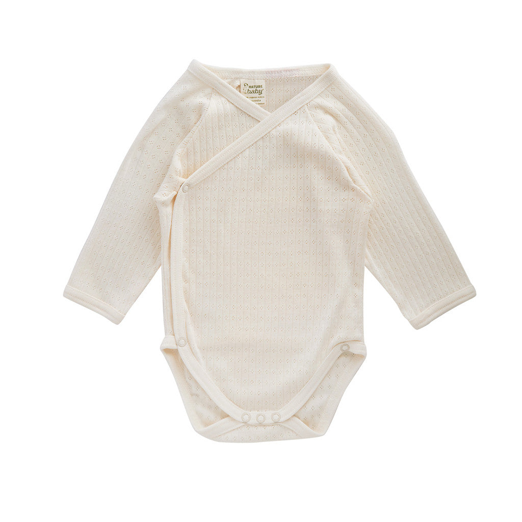 Nature Baby Long Sleeve Kimono Bodysuit Pointelle Natural