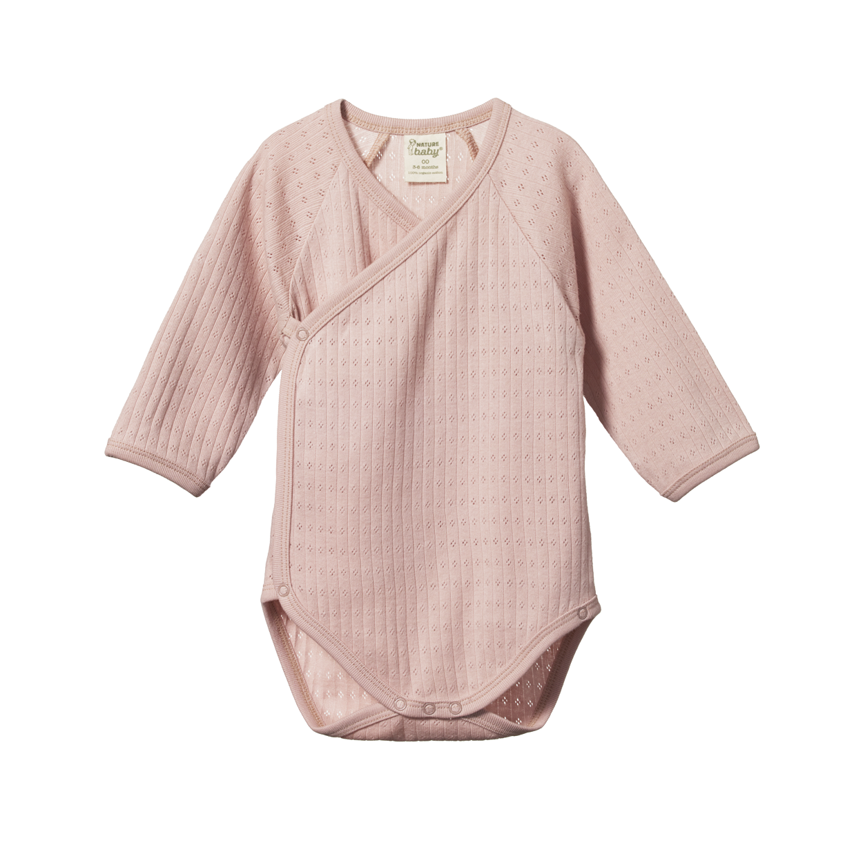 Nature Baby Long Sleeve Kimono Bodysuit Pointelle Rose Bud