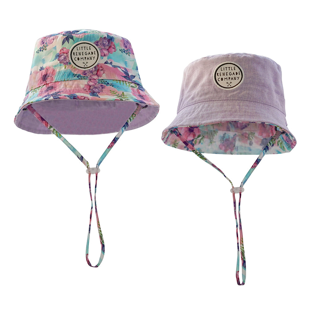 Little Renegade Company Pastel Posies Reversible Bucket Hat