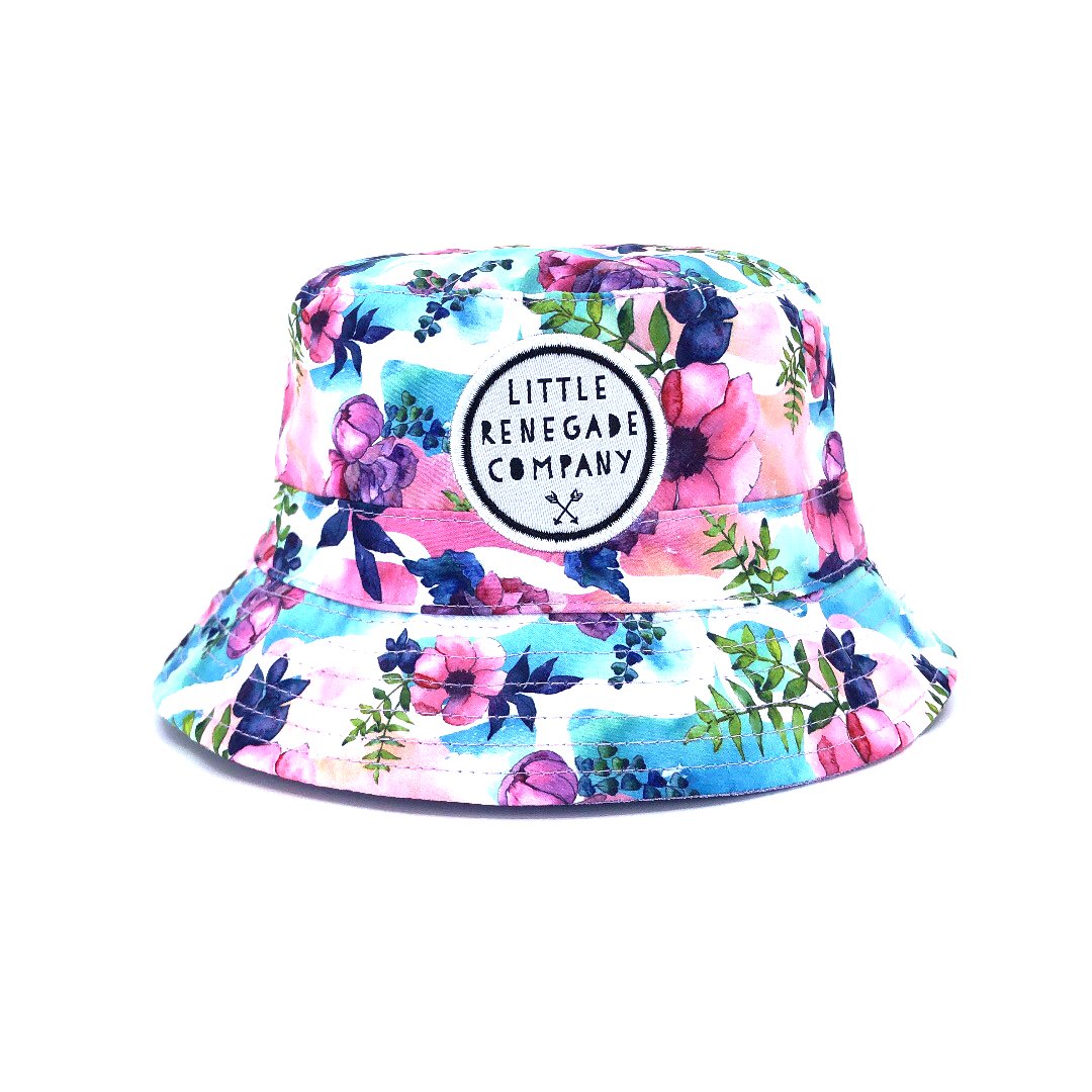 Little Renegade Company Pastel Posies Reversible Bucket Hat