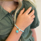 Lauren Hinkley Pom Pom and Pearl Elastic Bracelet - Aqua Blue