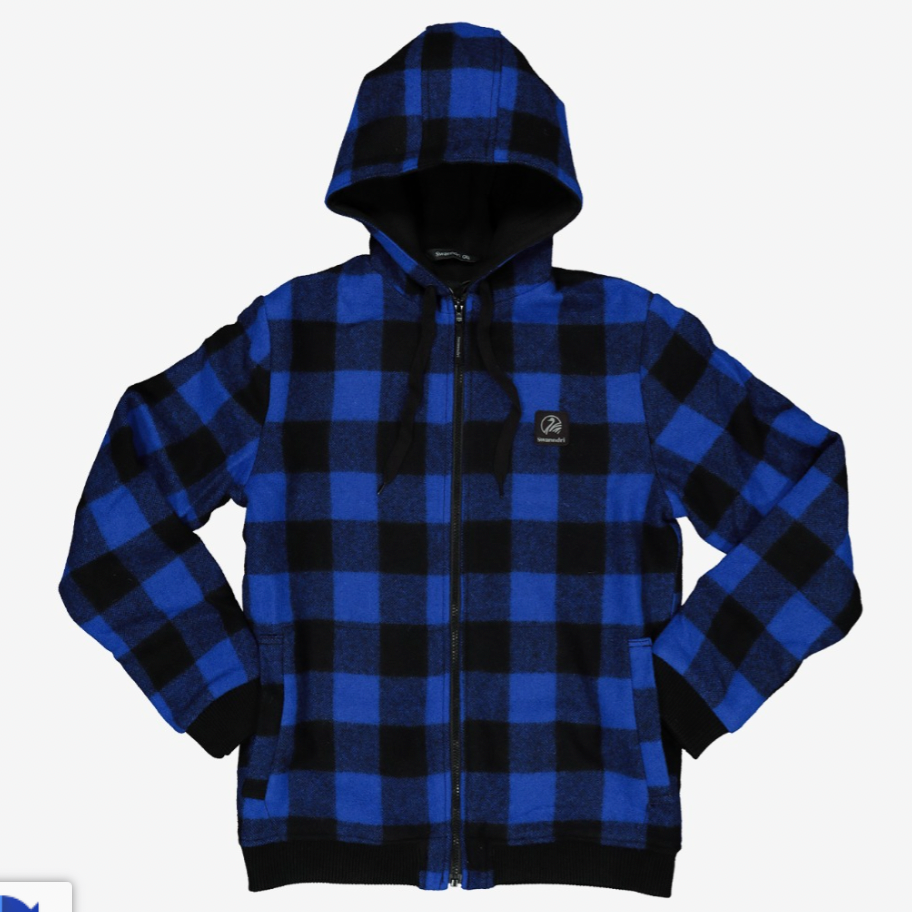 Swanndri Kid's Crooked River Wool Hoodie Blue/Black Check