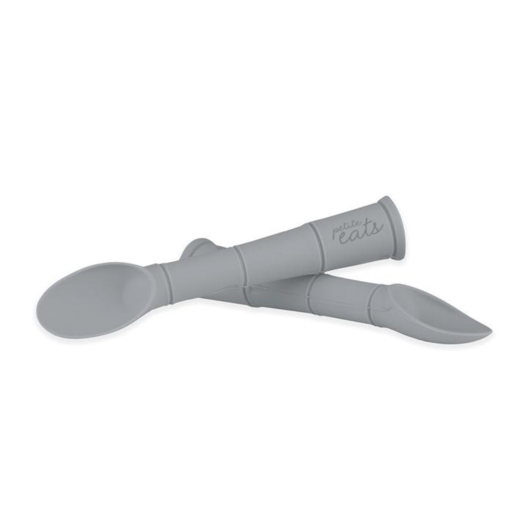 Petite Eats Silicone Spoon Set Twin Pack Pewter