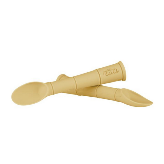 Petite Eats Silicone Spoon Set Twin Pack Mustard