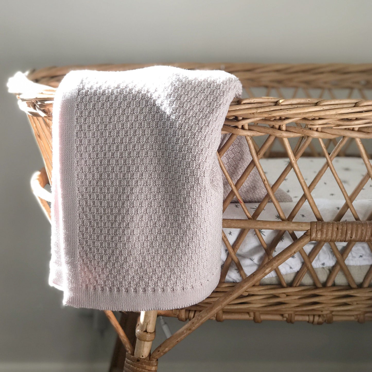 Heirloom Baby Ltd Merino Blanket Basket Weave Dusky Pink