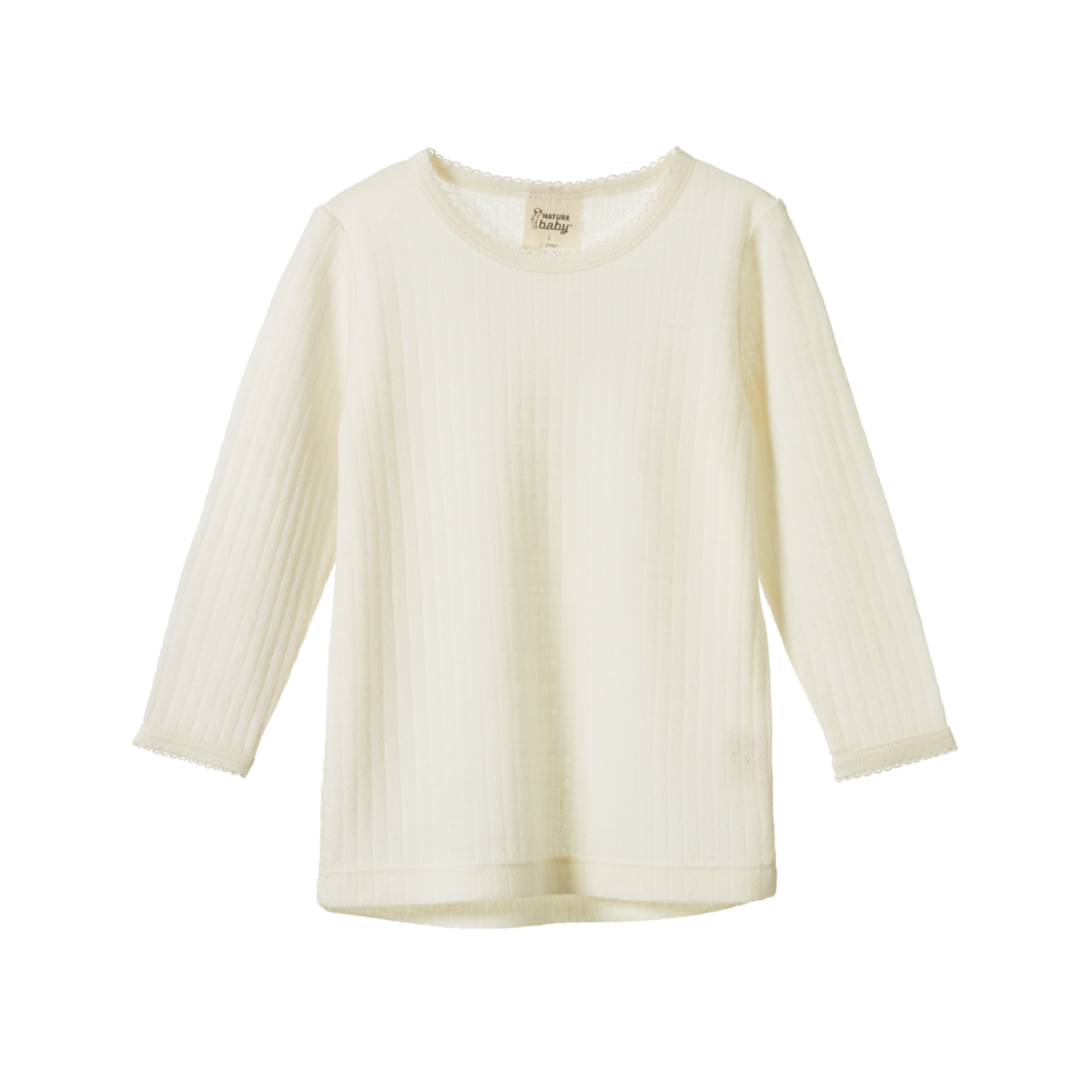 Nature Baby Merino Essentials Long Sleeve Cloud Tee Pointelle Natural