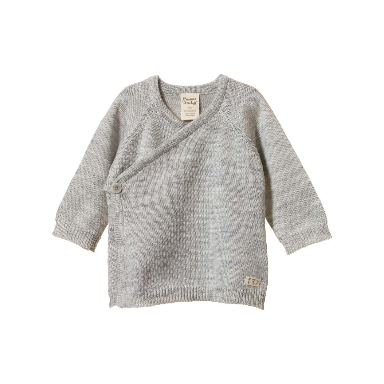 Nature Baby Merino Knit Kimono Jacket Light Grey Marl